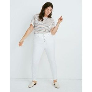 Madewell White 10"‎ High Rise Skinny Step Hem Women Plus Jeans Size 35